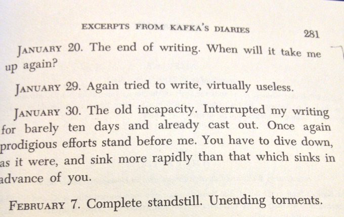 Image of an excerpt from Kafka's Diary